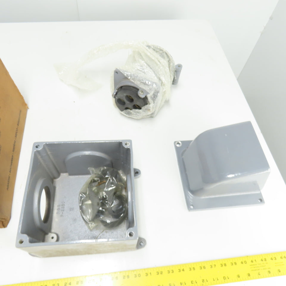 Amerace B12076RR 7144 WR Pin and Sleeve Receptacle Assembly w/Back Box & Adapter