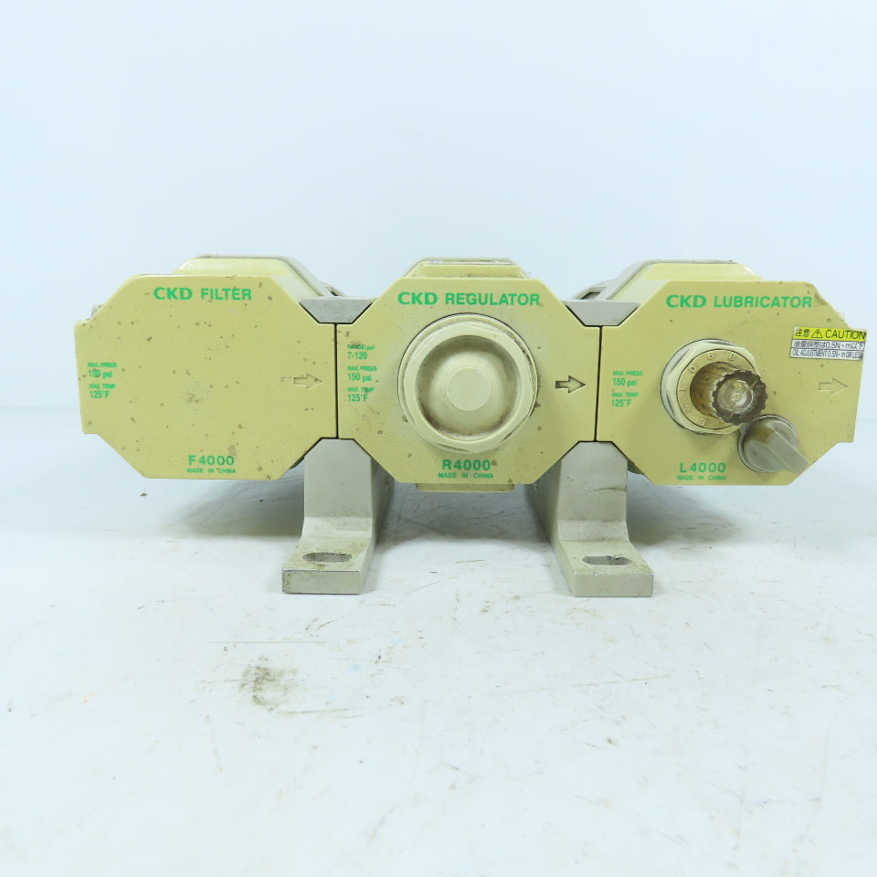 CKD F4000-15N-W Set Filter Regulator Lubricator FRL Combo 1/2" NPT 150 PSI