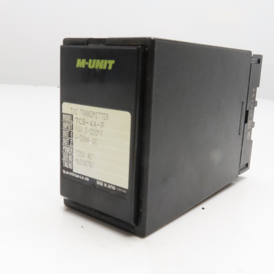 M System Co. TCS-4A-F T/C Transmitter Thermocouple Relay 0-200°F 4-20mA DC