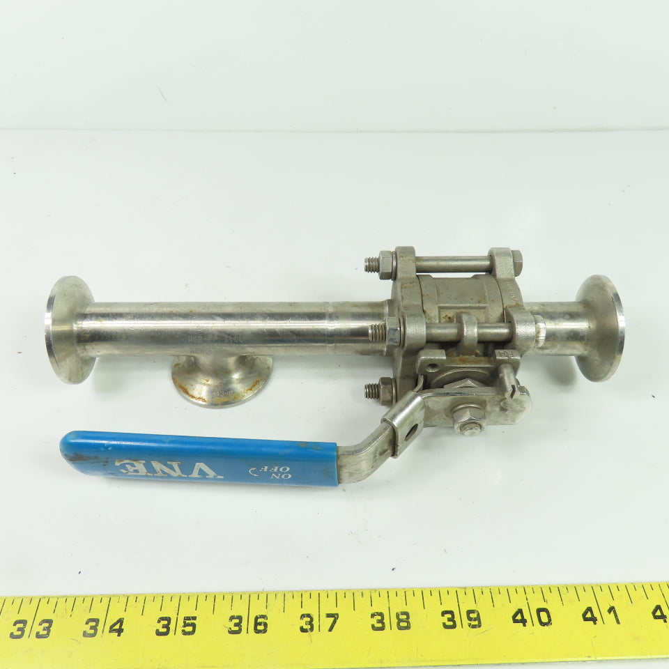 VNE 823525-100 1" 3-Way Sanitary Ball Valve 316L Stainless 1000 WOG