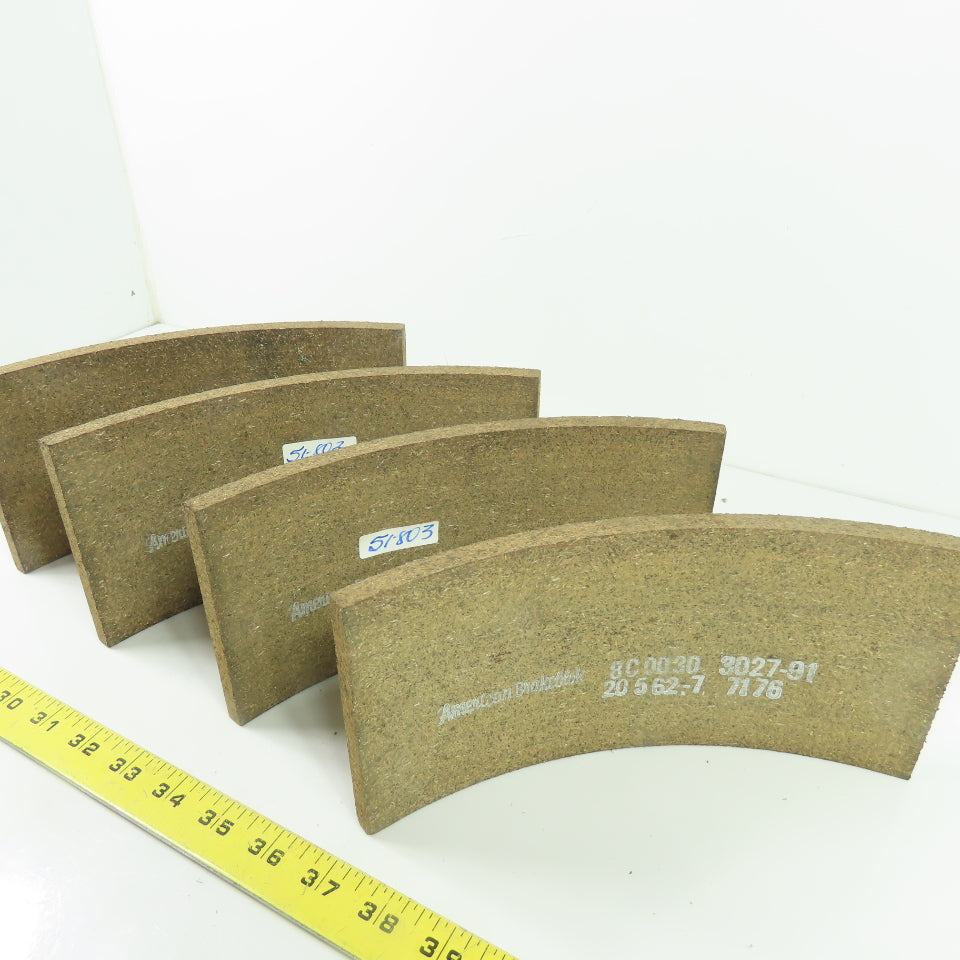 American Brakeblok 8C0030 3027-91 Curved Industrial Brake Lining Kit Lot Of 4