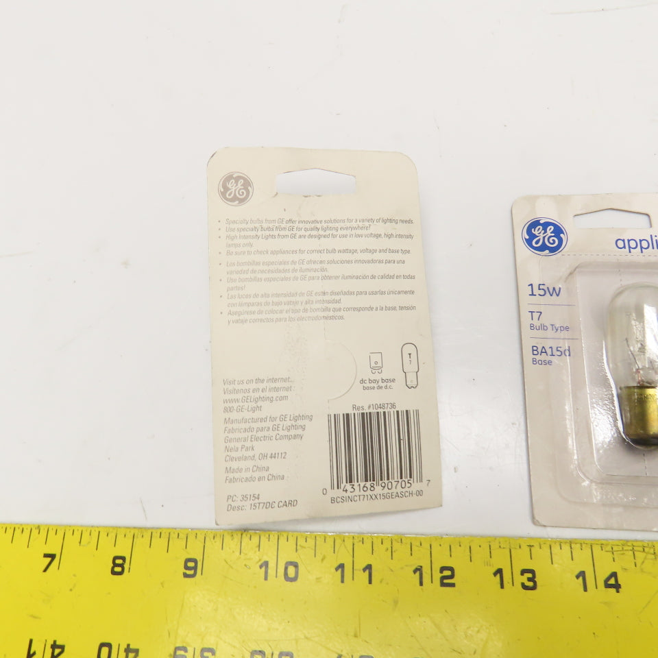 GE 15T7DC Appliance Light Bulbs 15W 120V T7 BA15d Base Lot of 4