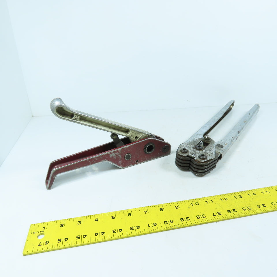 Manual Steel Strapping Tool Set Tensioner and Sealer For 3/4" Set Of 2
