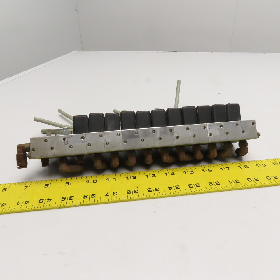 13-Station Pneumatic Solenoid Valve Manifold Bank 110VAC