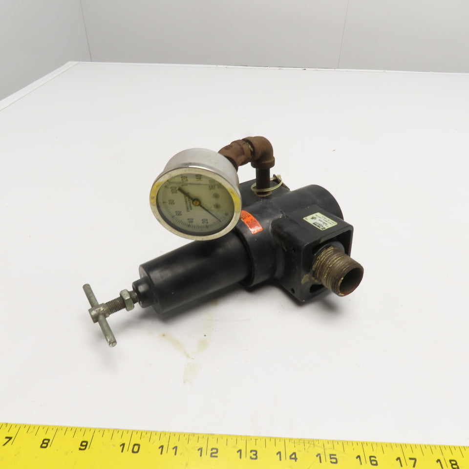 Parker 08R513AB Pneumatic Air Pressure Regulator with Gauge 250 PSI 175 F Max