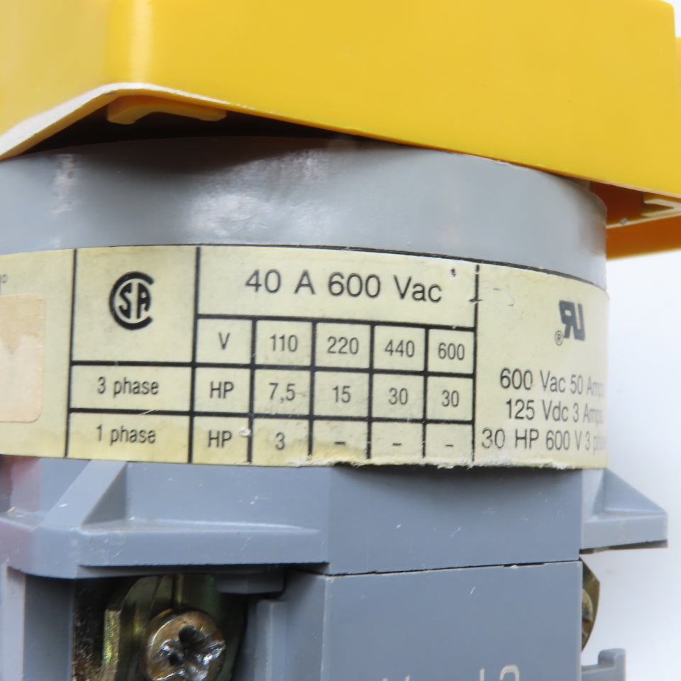 Baco PR 40 Non Fusible Safety Disconnect Switch 40A 600VAC