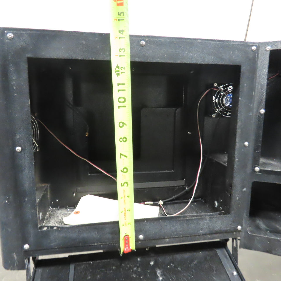 Industrial Pedestal Monitor Enclosure with Cooling Fans and Keyboard Tray
