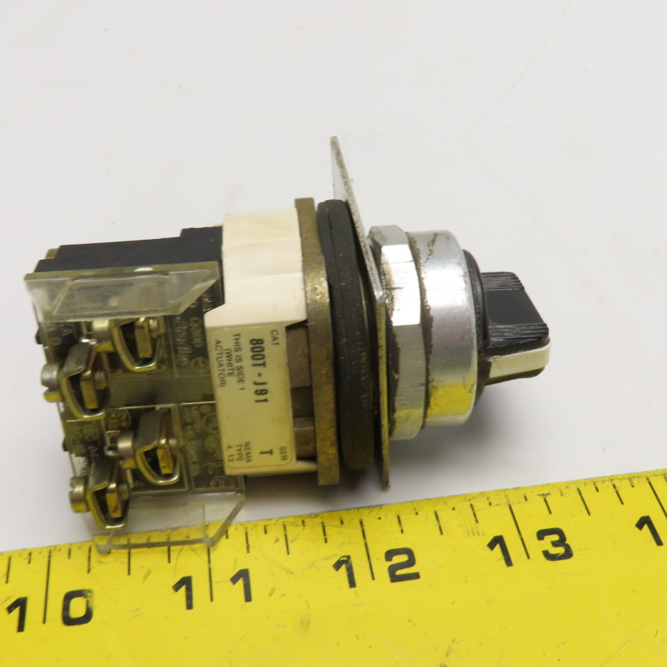 Allen-Bradley 800T-J91 3-Position Momentary Contact Selector Switch NEMA 4 13