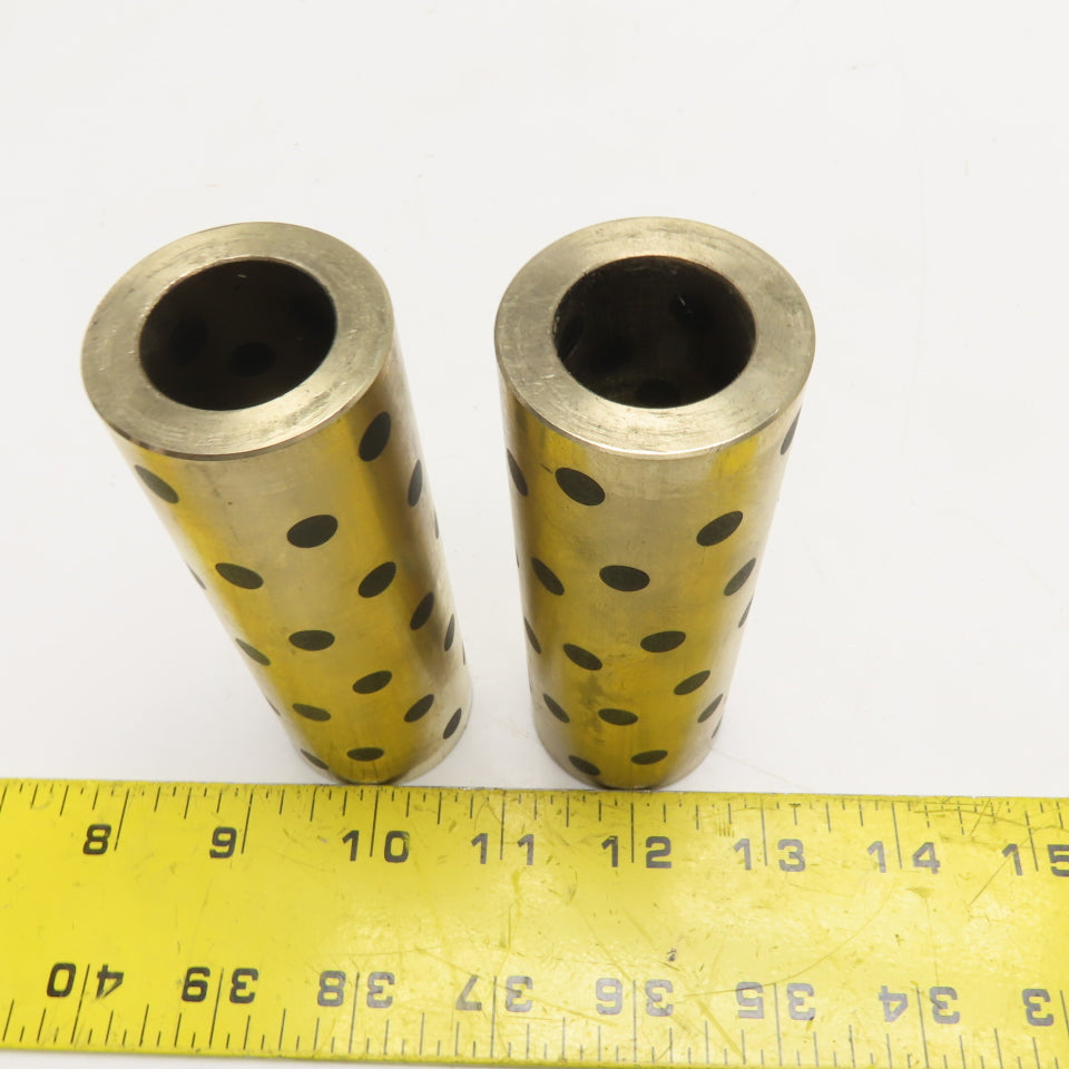 Graphite Plugged Self-Lubricating Bronze Sleeve Bearings 25x40x116mm Lot of 2