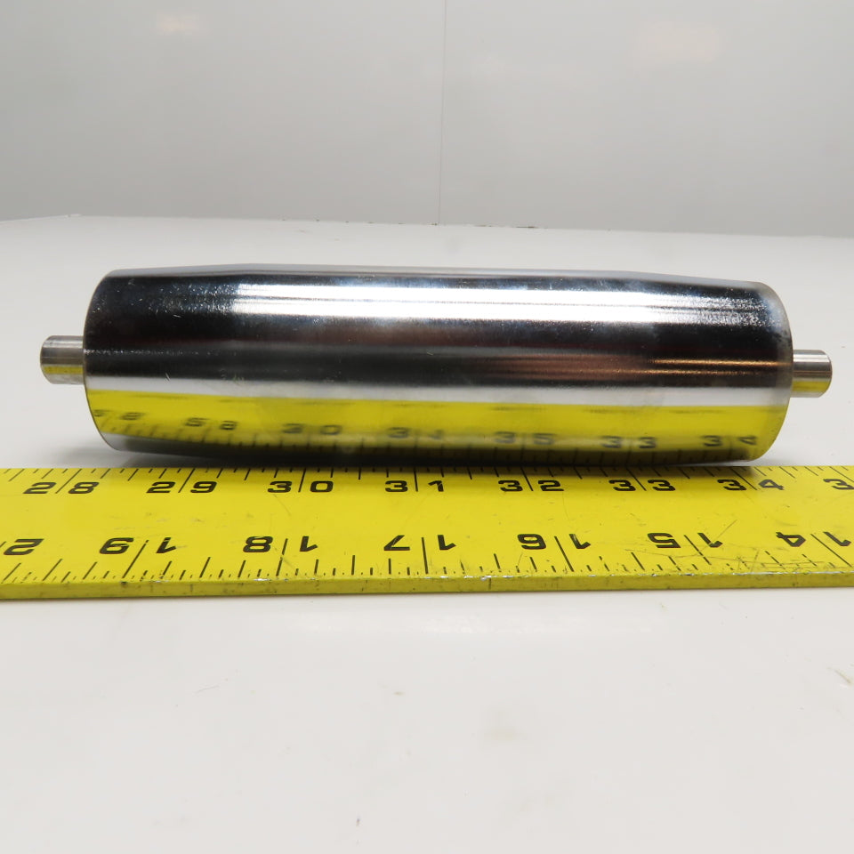 45-48mm Crowned Chrome Conveyor Idler Rollers 12mm Shaft 154mm OAL Lot of 2