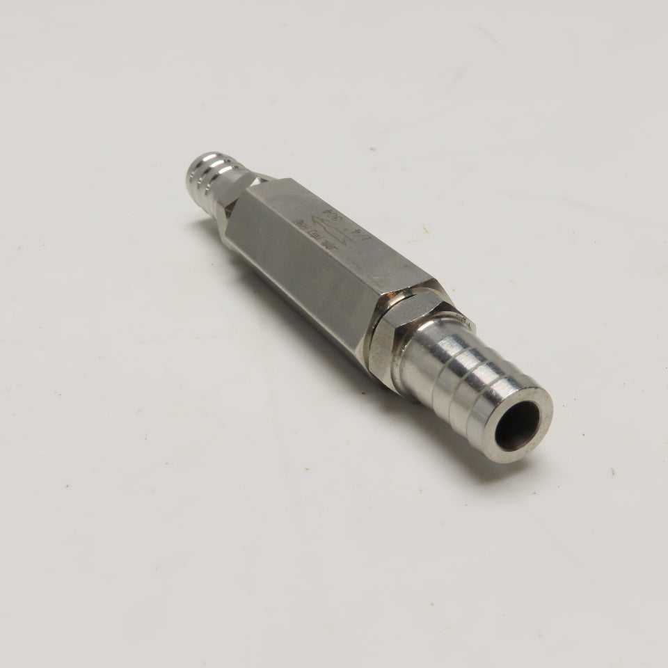 1/4" 304 Stainless Steel Inline Check Valve W/ 12mm ID Hose Barb