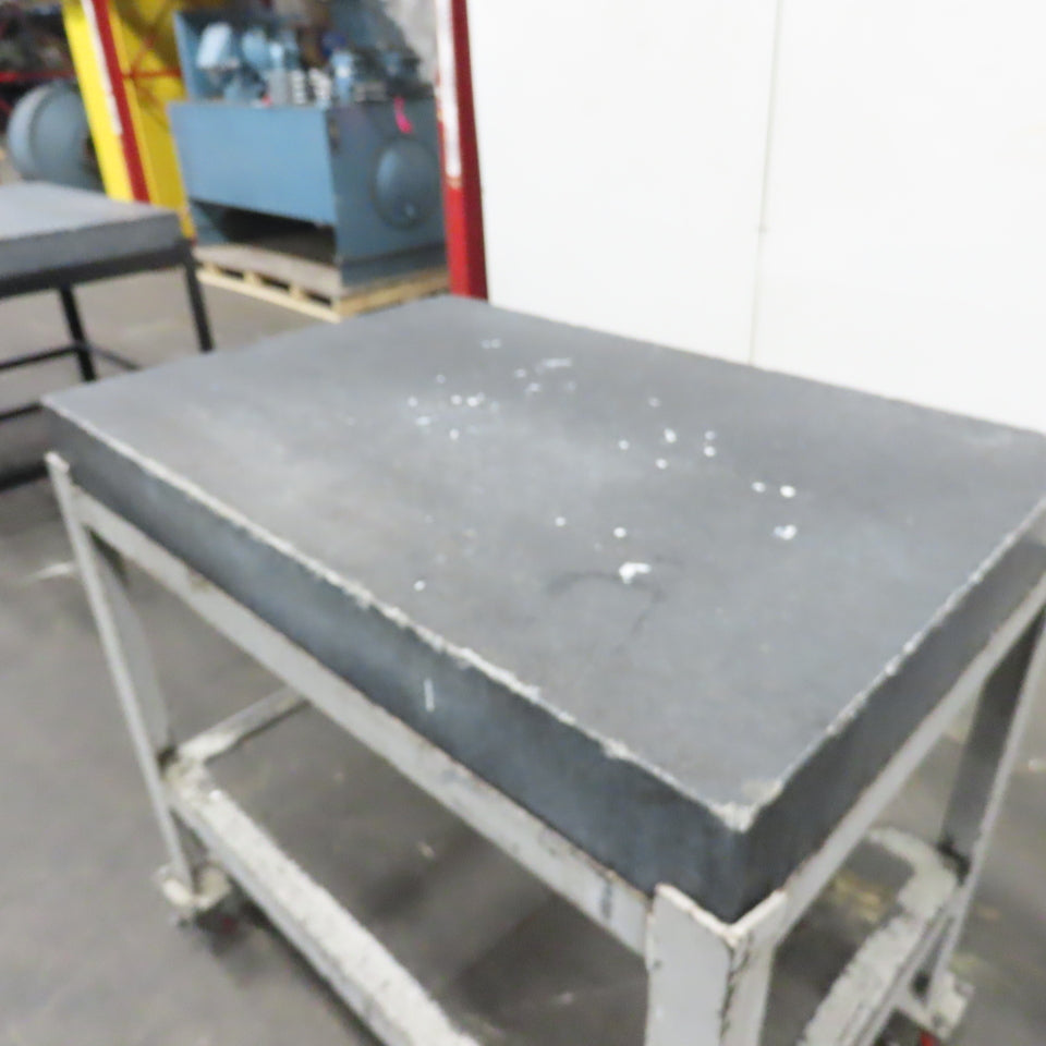 Black Granite Surface Inspection Plate 36" x 24" x 4" W/ Casters