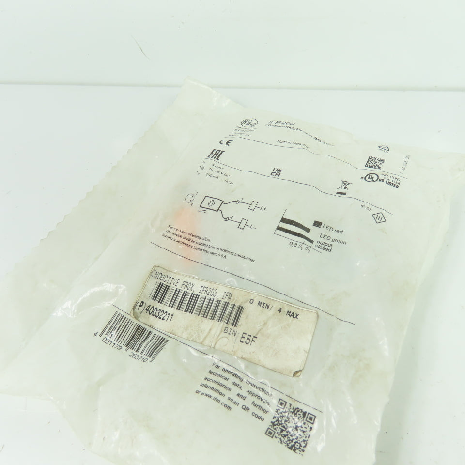 ifm IFR203 Inductive Proximity Sensor 10-36VDC 4mm
