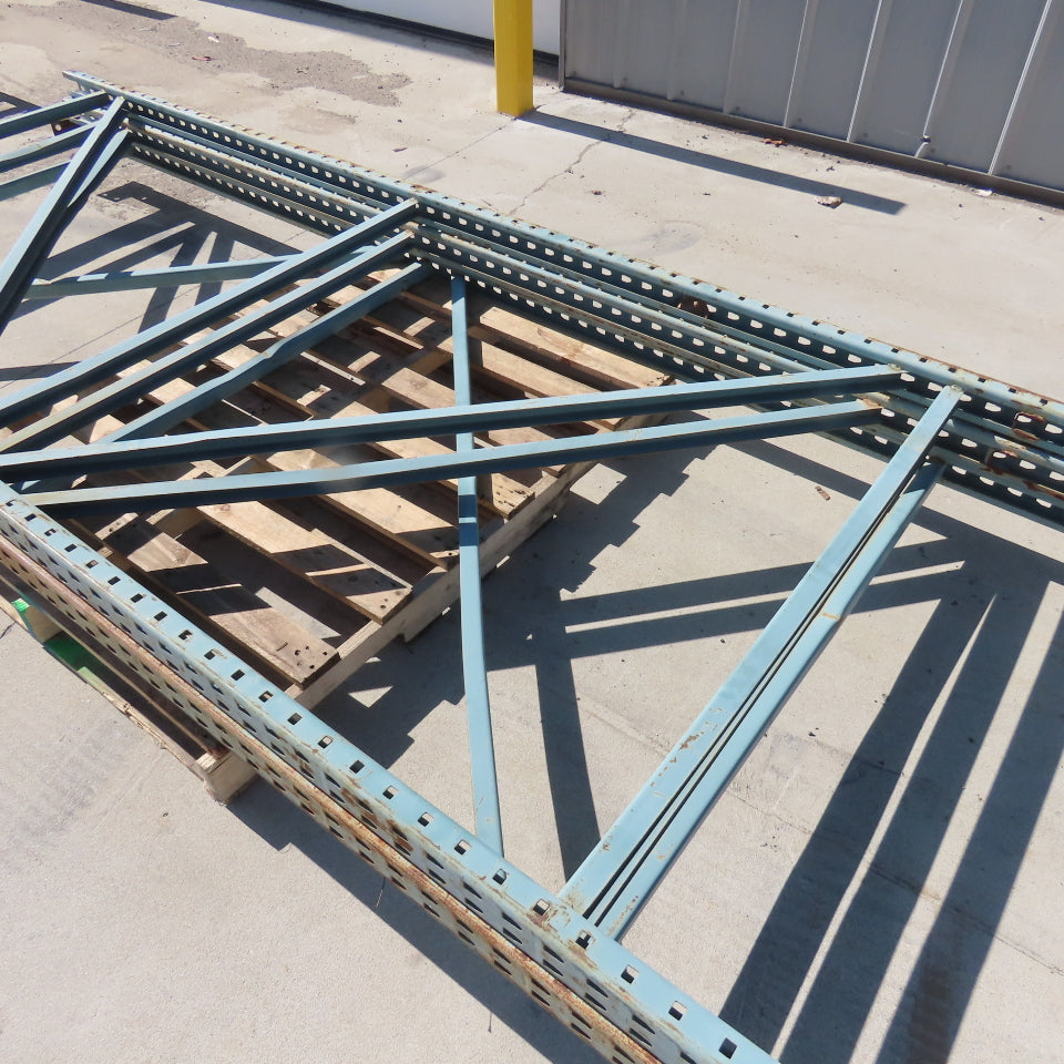 48" x 12' Tall New Style Pallet Racking Upright Used Lot Of 2