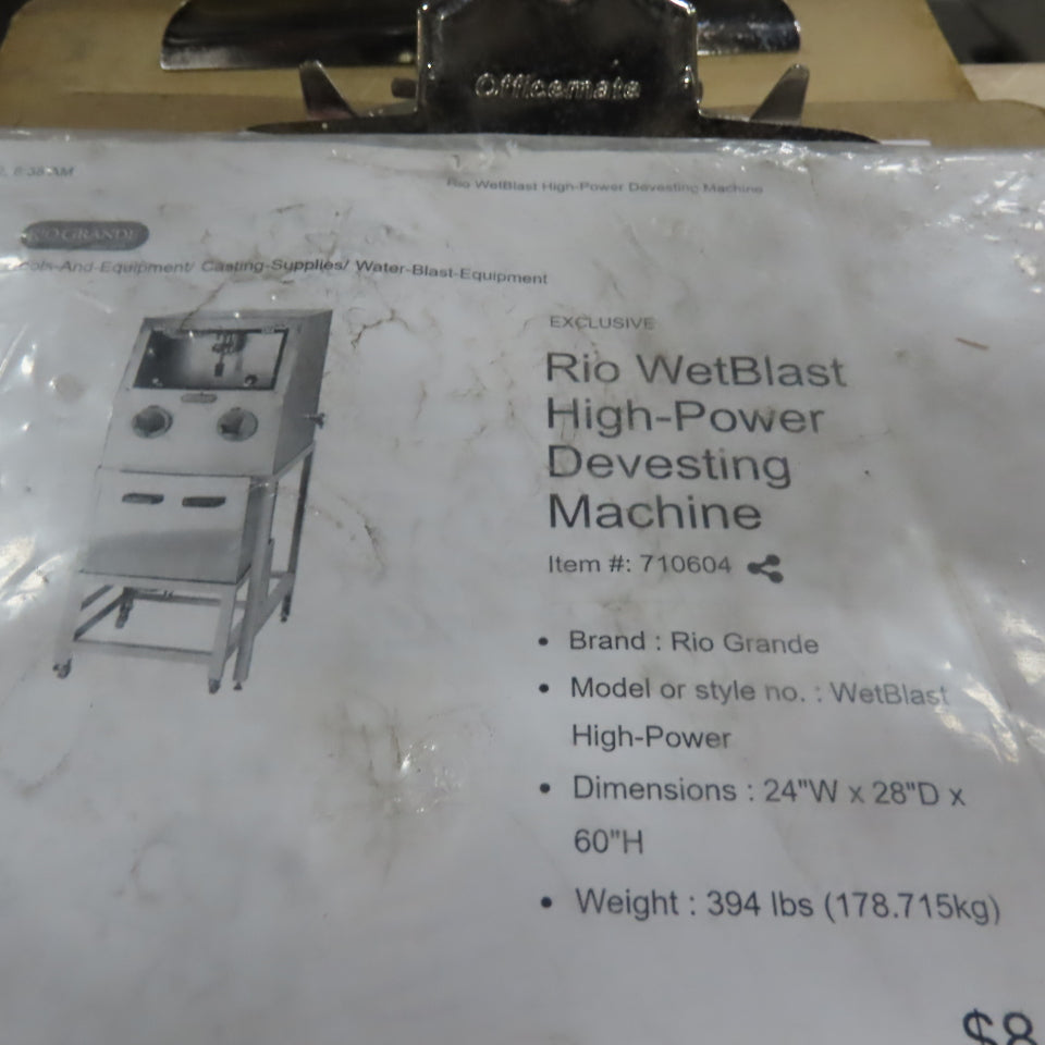 Rio Grande 710604 WetBlast High-Power Devesting Machine Stainless Steel 1Ph 220V