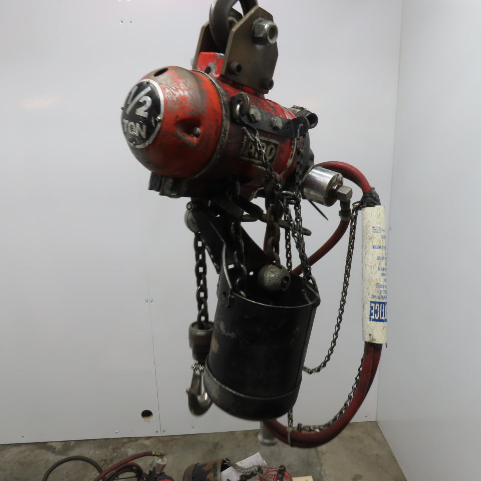 ARO 7756DT 1/2 Ton Air Chain Hoist 10' Lift Pendant Operated 90PSI No Top Hook