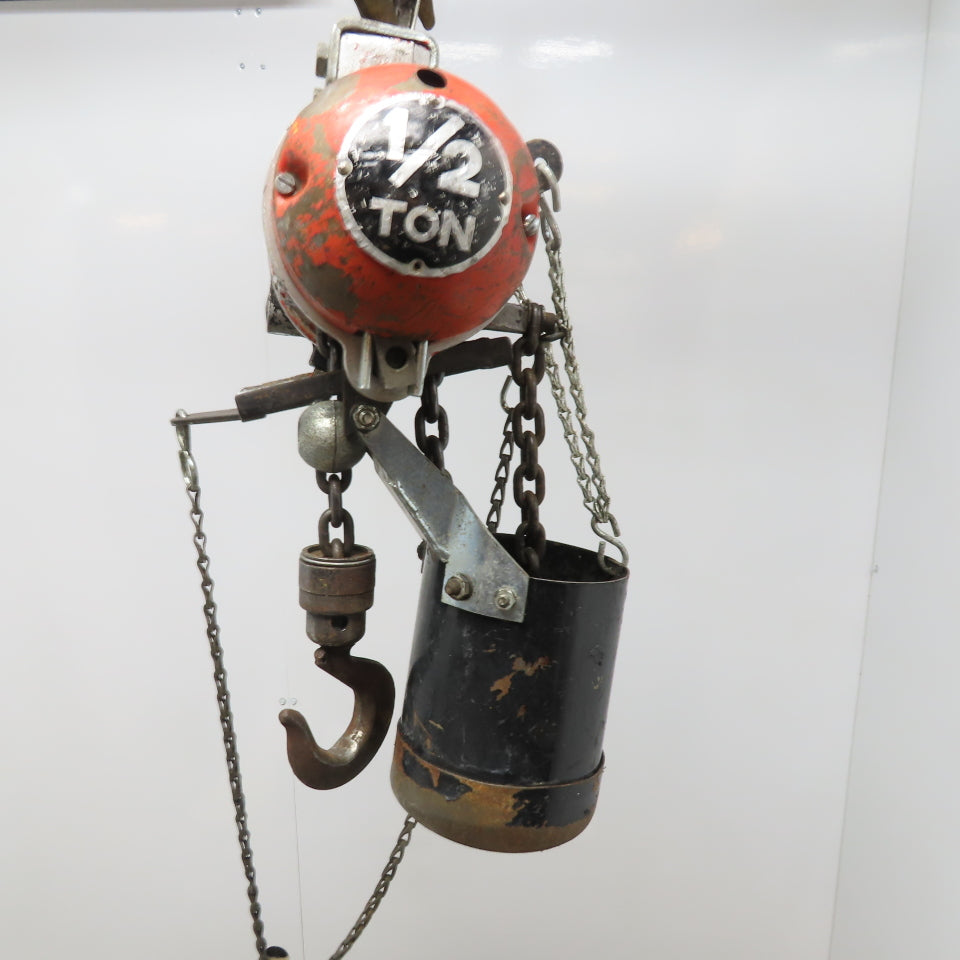 ARO 7750D 1/2 Ton Air Hoist 10' Lift Chain Pendant Operated 90PSI