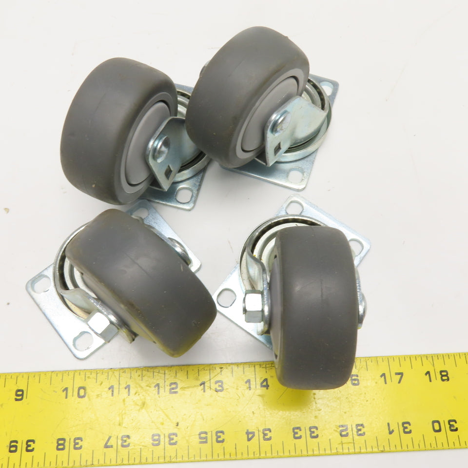 Swivel Plate Casters 3" Grey Non-Marking Lot of 4
