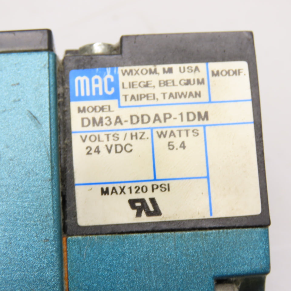 MAC 92B-BAB-000-DM-DDAP-1DM Solenoid Valve 24VDC 20 to 120 PSI