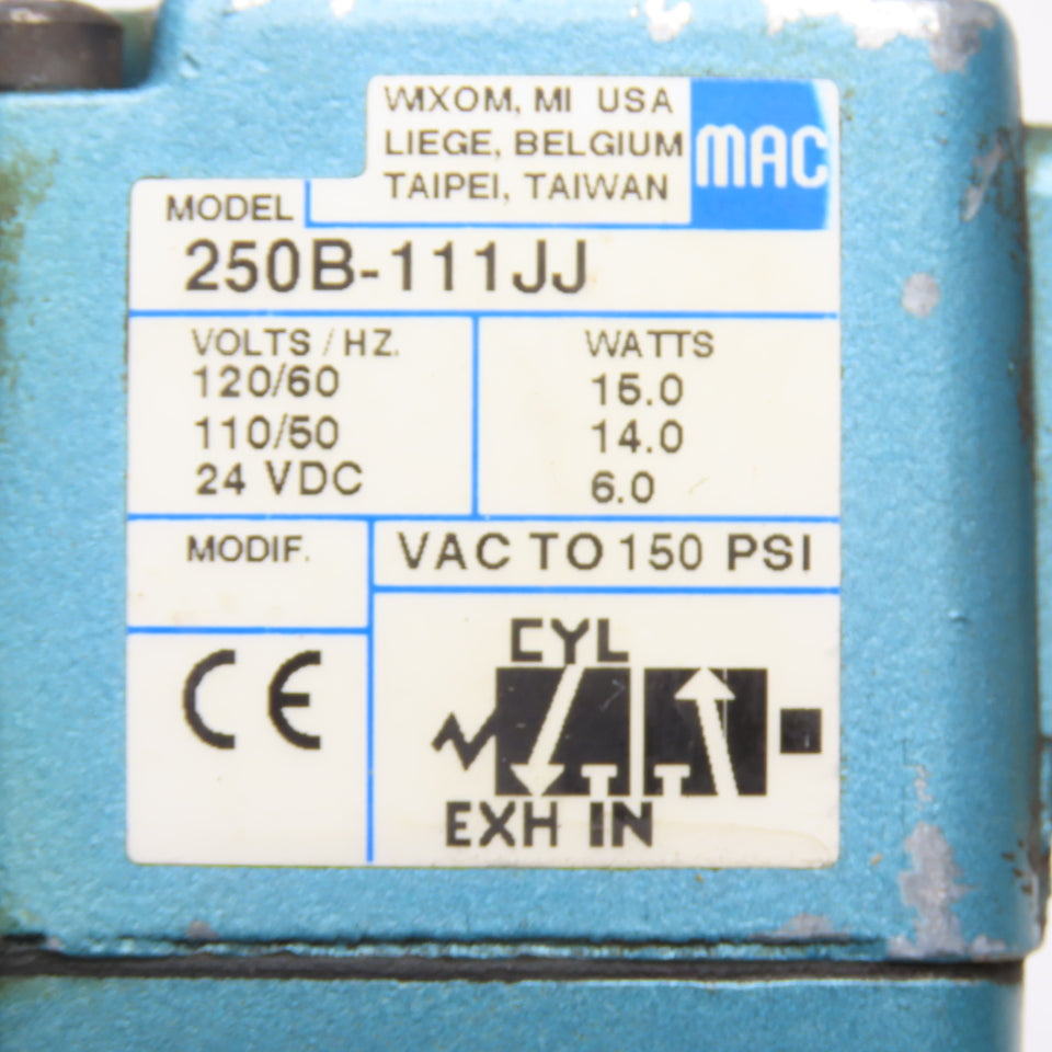 MAC 57D-13-111CA 3 Way Pneumatic Solenoid Valve 110/120V Coil 1" NPT
