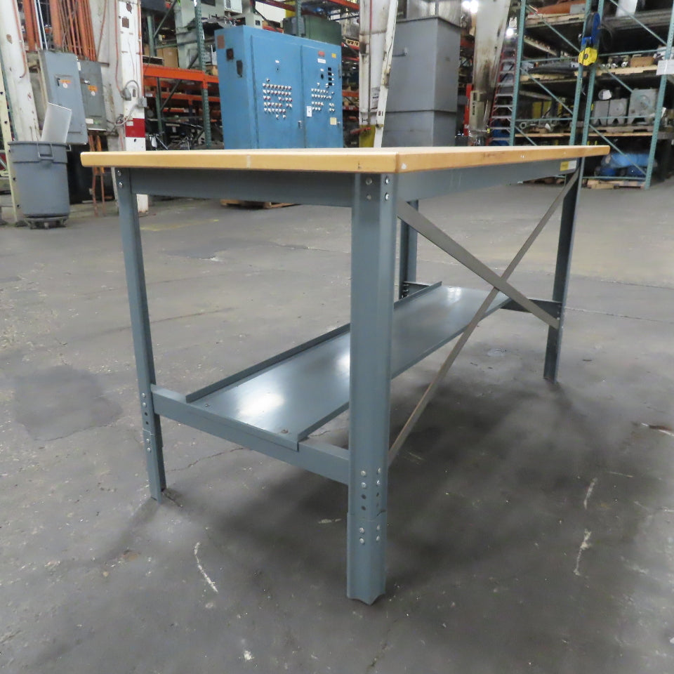 30" x 60" Wood Top Steel Work Station Table Desk W/ Shelf 34" Tall