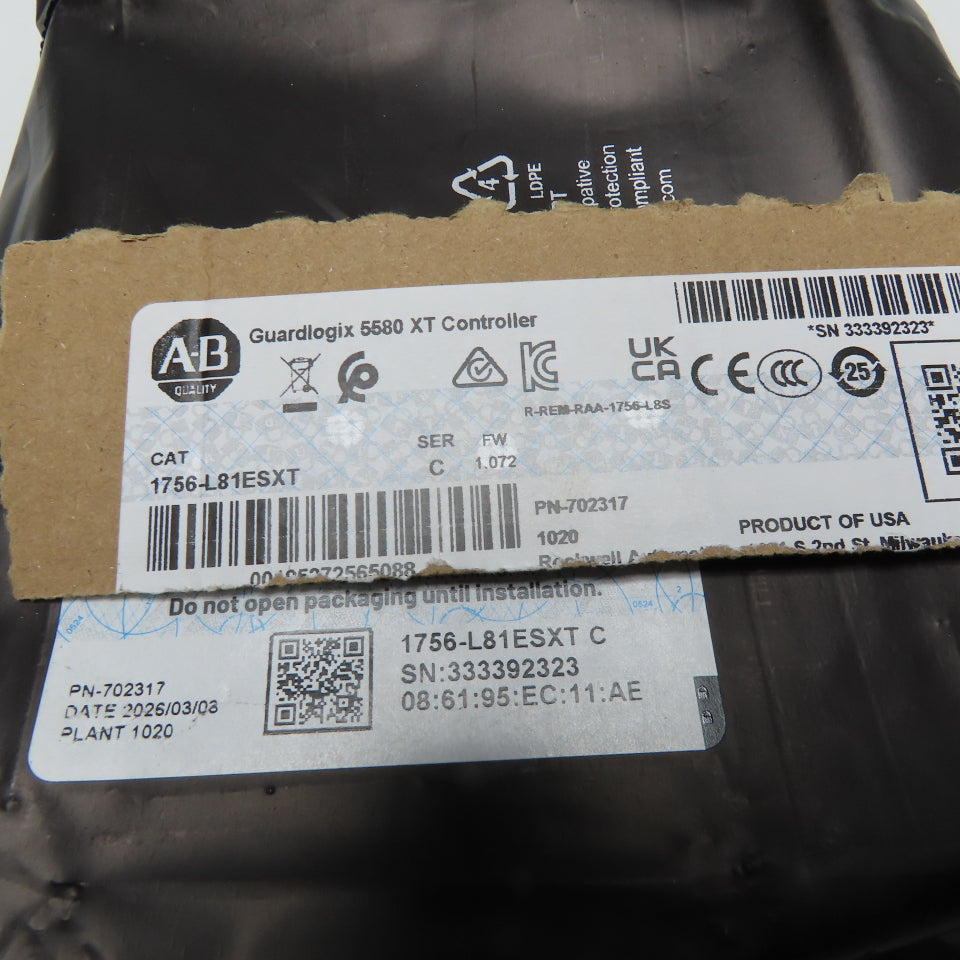 Allen-Bradley 1756-L81ESXT GuardLogix 5580 XT Safety Controller Ser C FW 1.072