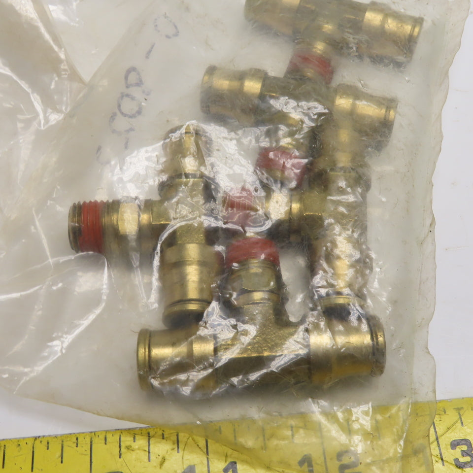 3/8" Push-to-Connect Brass Branch Tee Fitting 1/4" NPT Lot Of 5