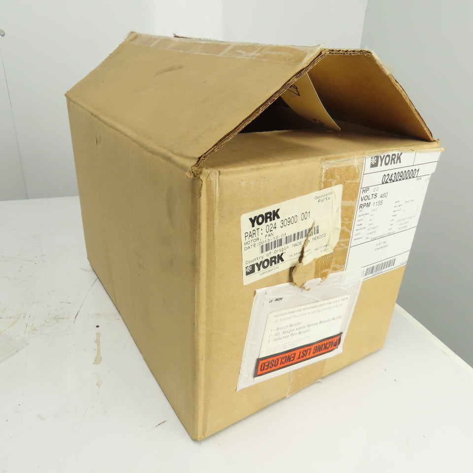 York 024-30900-001 2HP Fan Motor 460V 3Ph 1155RPM 56HZ Frame NEW
