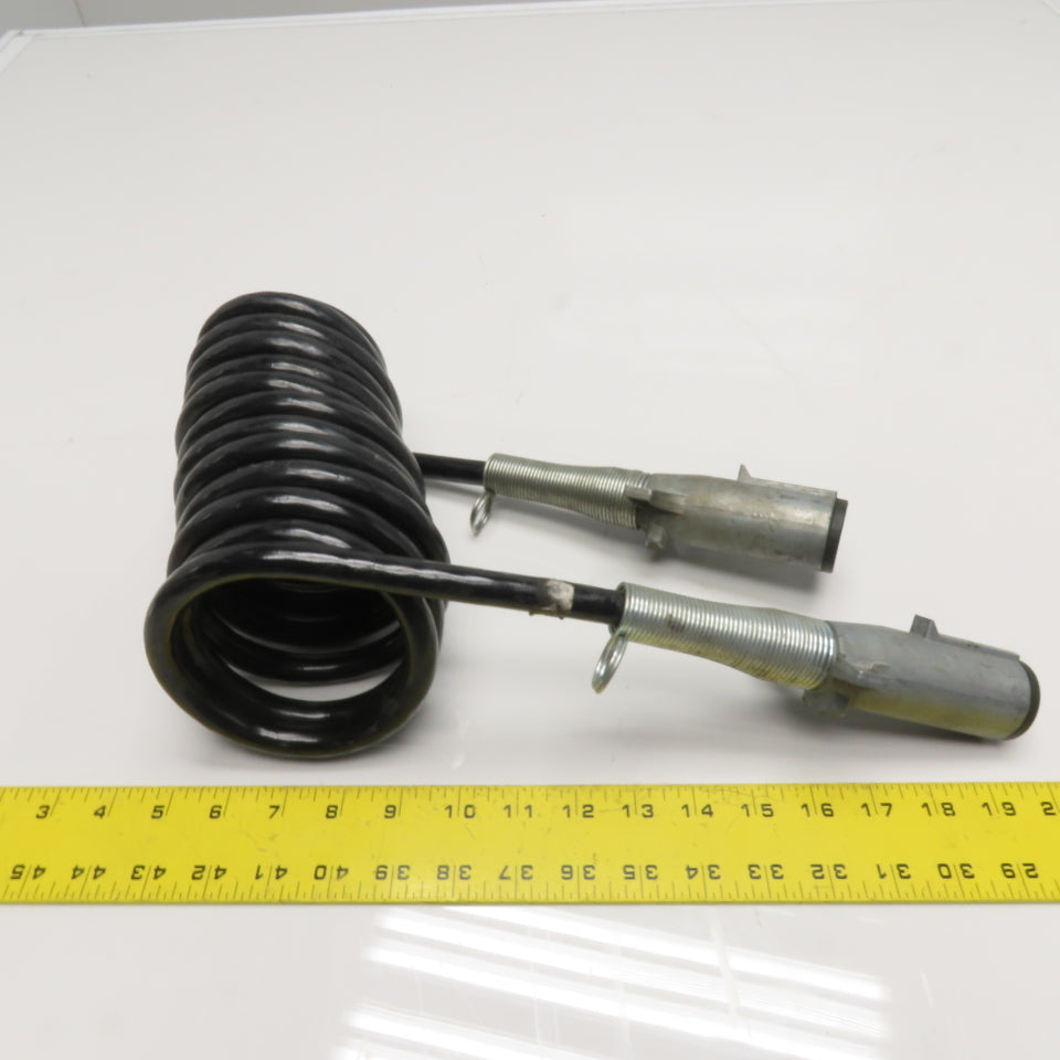 Coiled 7-Way Trailer Electrical Cable 8'