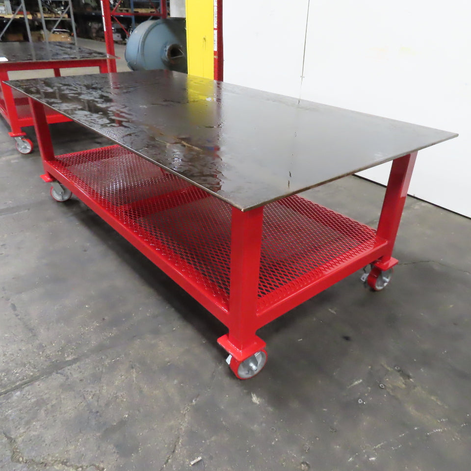 48" x 96" x 34" Tall 1/2" Steel Top Rolling Work Bench Welding Table Shelf New