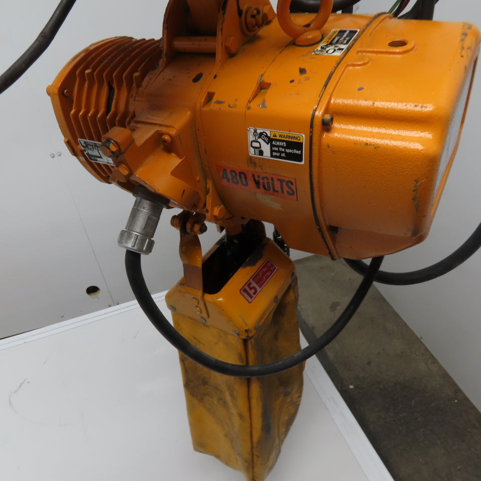 Harrington ES3B-873 1 Ton Electric Chain Hoist 10' Lift 13FPM With Power Trolley