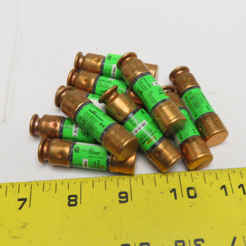 Bussmann FRN-R-10 10A 250V Fusetron Dual Element Time Delay RK5 Fuses Lot of 10