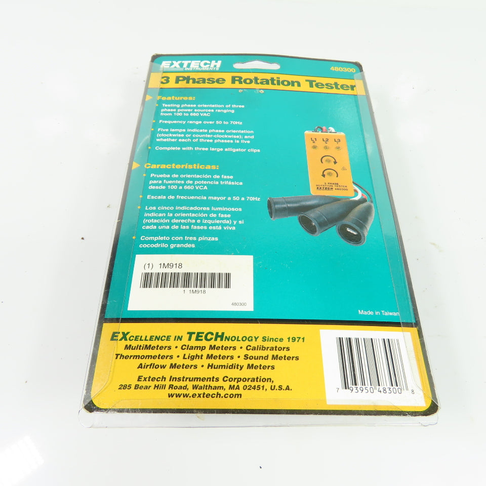 Extech 480300 3 Phase Rotation Tester 100-660VAC 50-70Hz