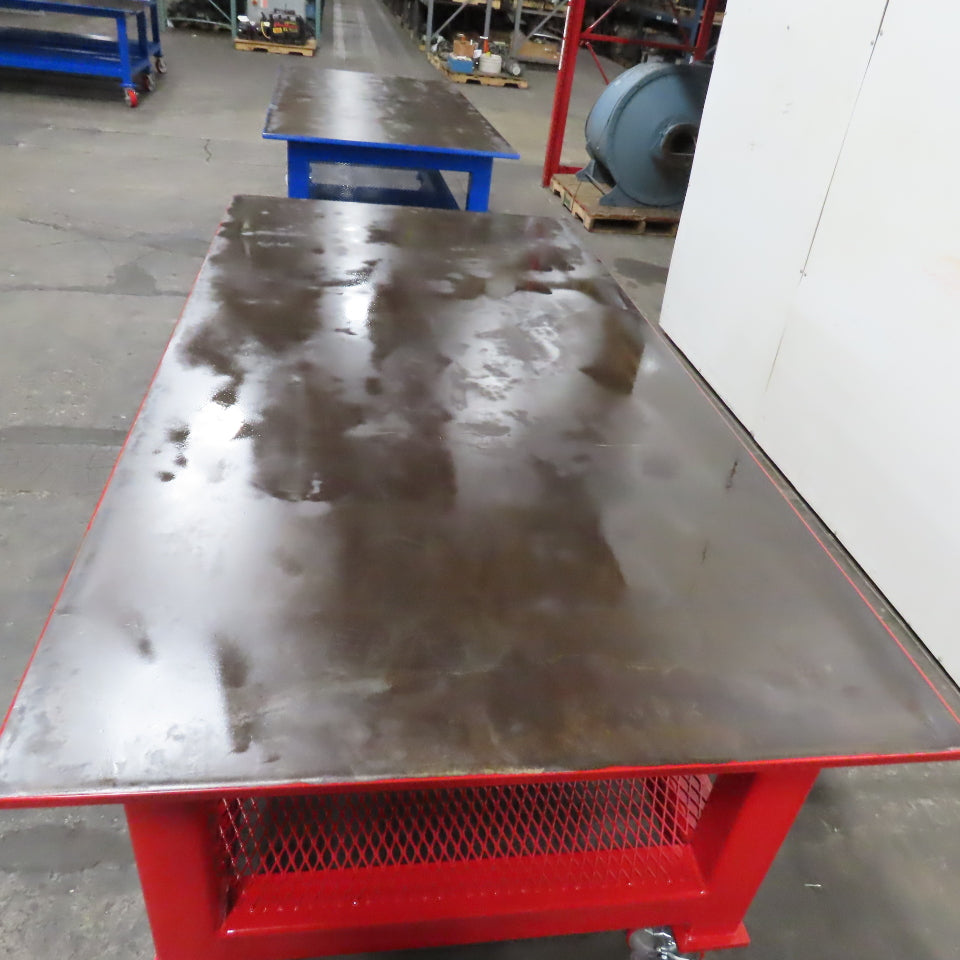 NEW 96"x 48"x 34"H - 1" Top Steel Top Rolling Work Bench Welding Table W/Shelf