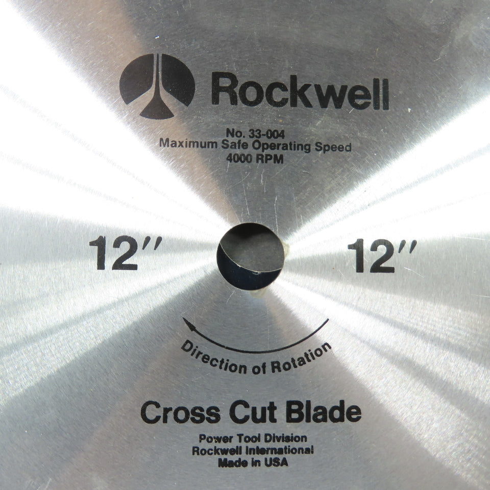 Rockwell 33-004 12" Cross Cut Blade 4000 RPM 1" 5/8" Arbor