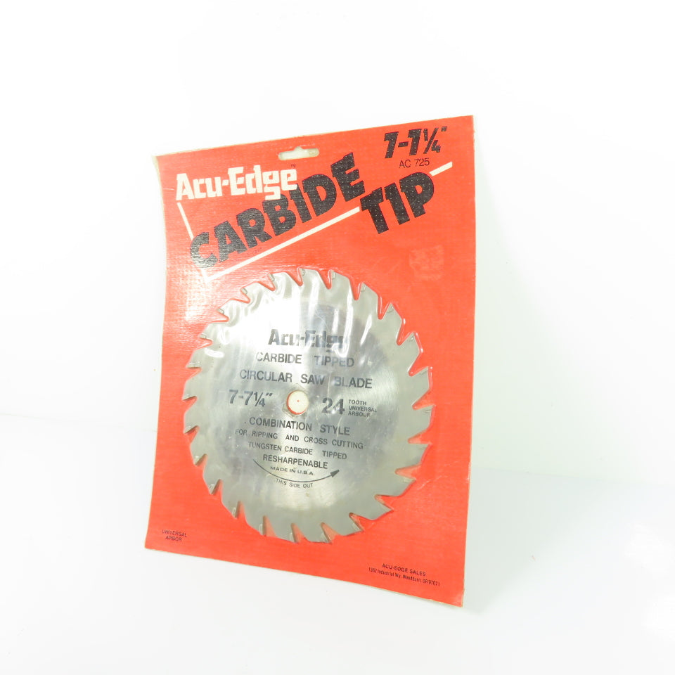 Acu-Edge AC 725 7-7 1/4" Carbide Tipped Circular Saw Blade 24 Tooth Universal Arbor