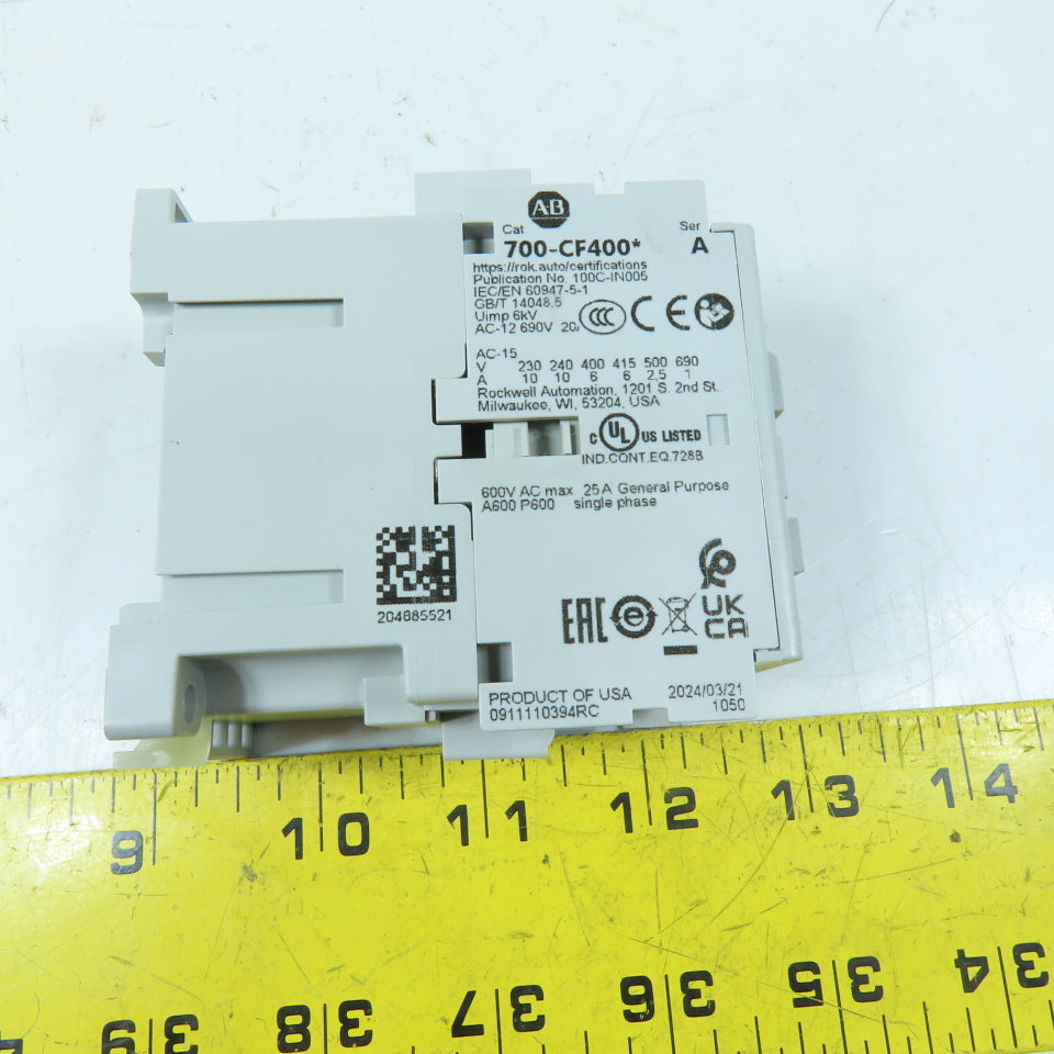 Allen Bradley 700-CF400EJ Control Relay 4 N.O Contacts 24VDC Coil