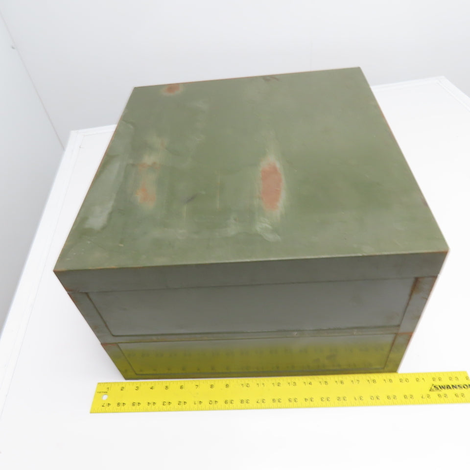 Shaw Walker 6 Drawer Card Catalog Vintage OD Green Metal 18" x 19" x 12"