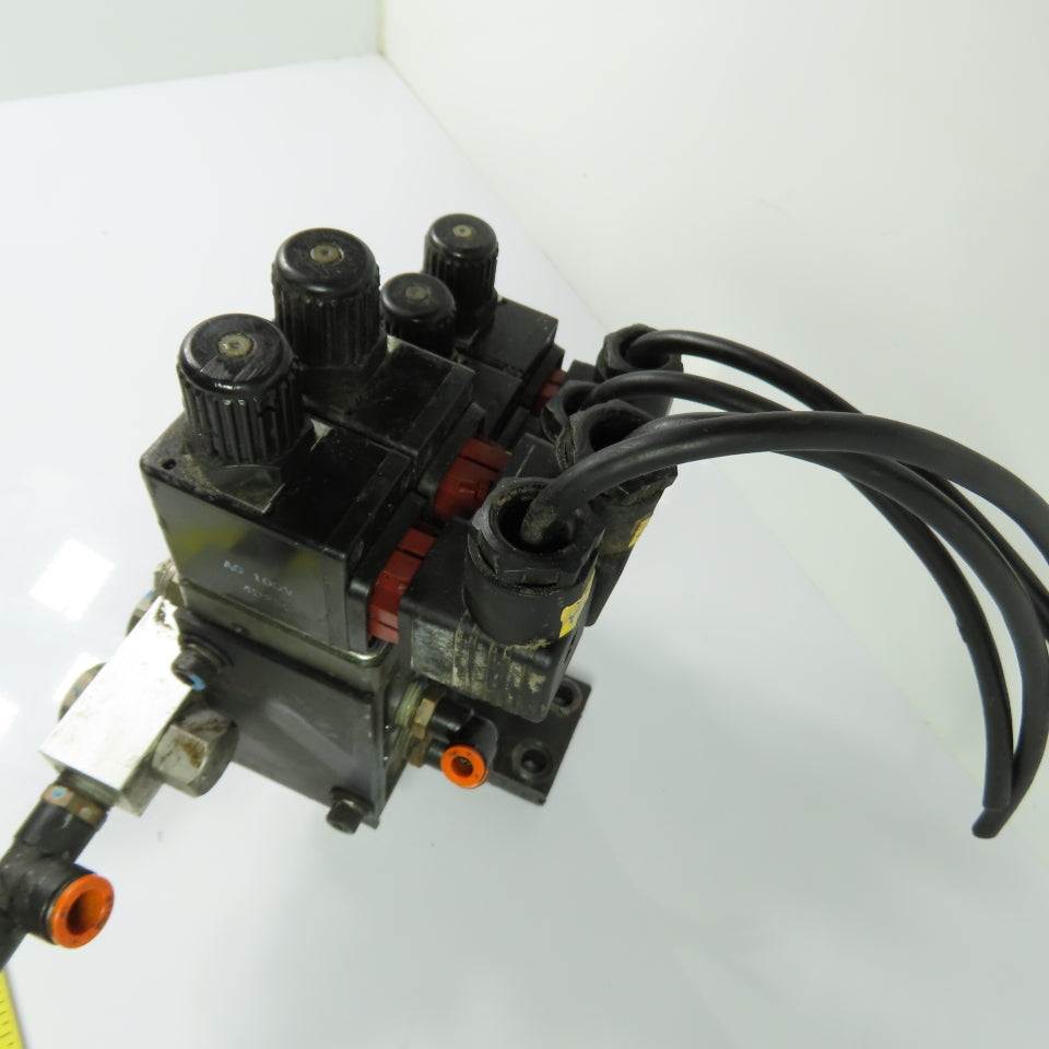 Herion Taiyo Type 0213 4-Station Solenoid Valve Manifold Block 100VAC Coil