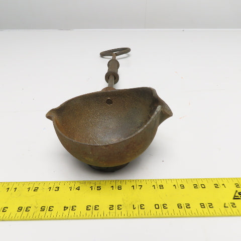 Rowell 5" Antique Metal Casting Ladle 16" Handle 22" OAL
