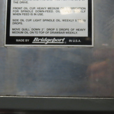Bridgeport 9" x 48" Knee Milling Machine X-Y DRO Maxi Torque Power Draw Bar
