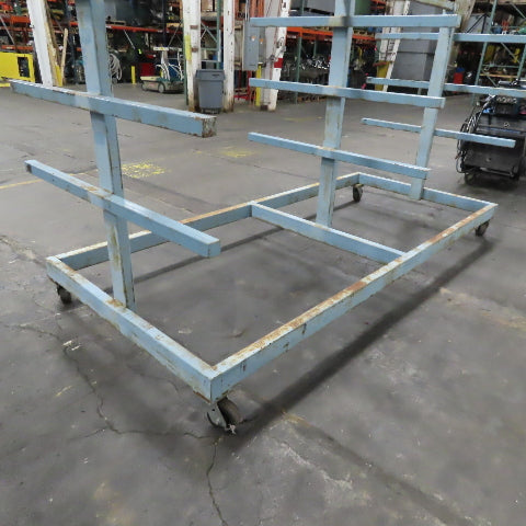 120" x 52" Rolling Two Sided Steel Extrusion Trim Pipe Bar Storage Rack 3 Tier