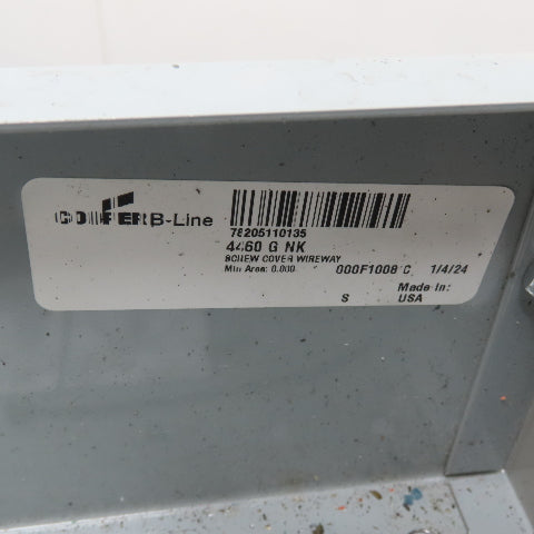 Eaton B-Line 4460 G NK Screw Cover Wireway Auxiliary Gutter 4"x 4"x 60" Long