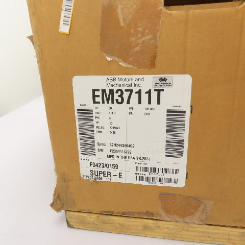 Baldor EM3711T 10HP AC Electric Motor 230/460V 3Ph 215T 3490RPM NEW