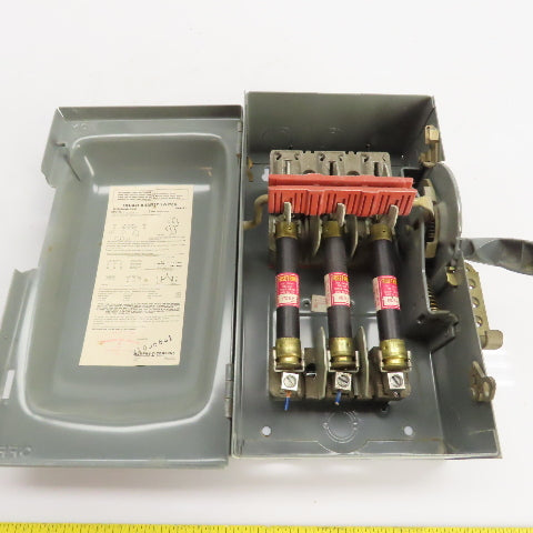 Square D H361 30A 3-Pole Fusible Safety Disconnect Switch 600V 3Ph