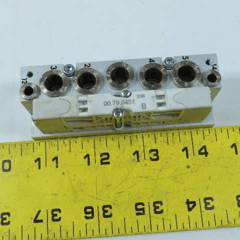 Dalmec 00.79.0451 Air Piloted Valve 5 Port 5/16 Push To Connect W/ Manifold