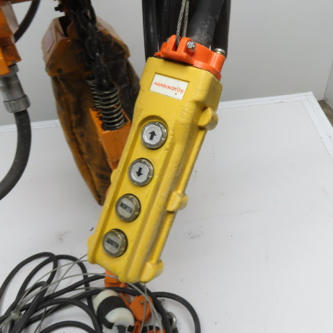 Harrington MS3E-895 1 Ton Electric Hoist 15' Travel 13FPM Power Trolley Tested