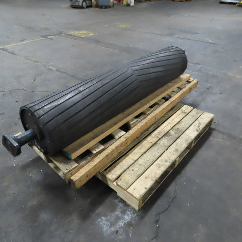 13" Diameter Rubber Lagged Center Crown Conveyor Idler Pulley 62-3/4" BF