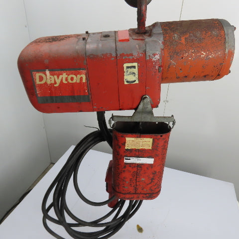 Dayton 9N100B 1 Ton 2000Lb Electric Chain Hoist 15' Lift 16FPM 230/460V 3Ph