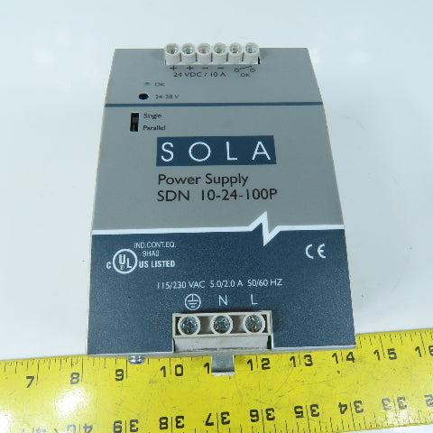 Sola / Emerson SDN 10-24-100P SDN DIN Rail Switching Power Supply 24VDC 10A 240W